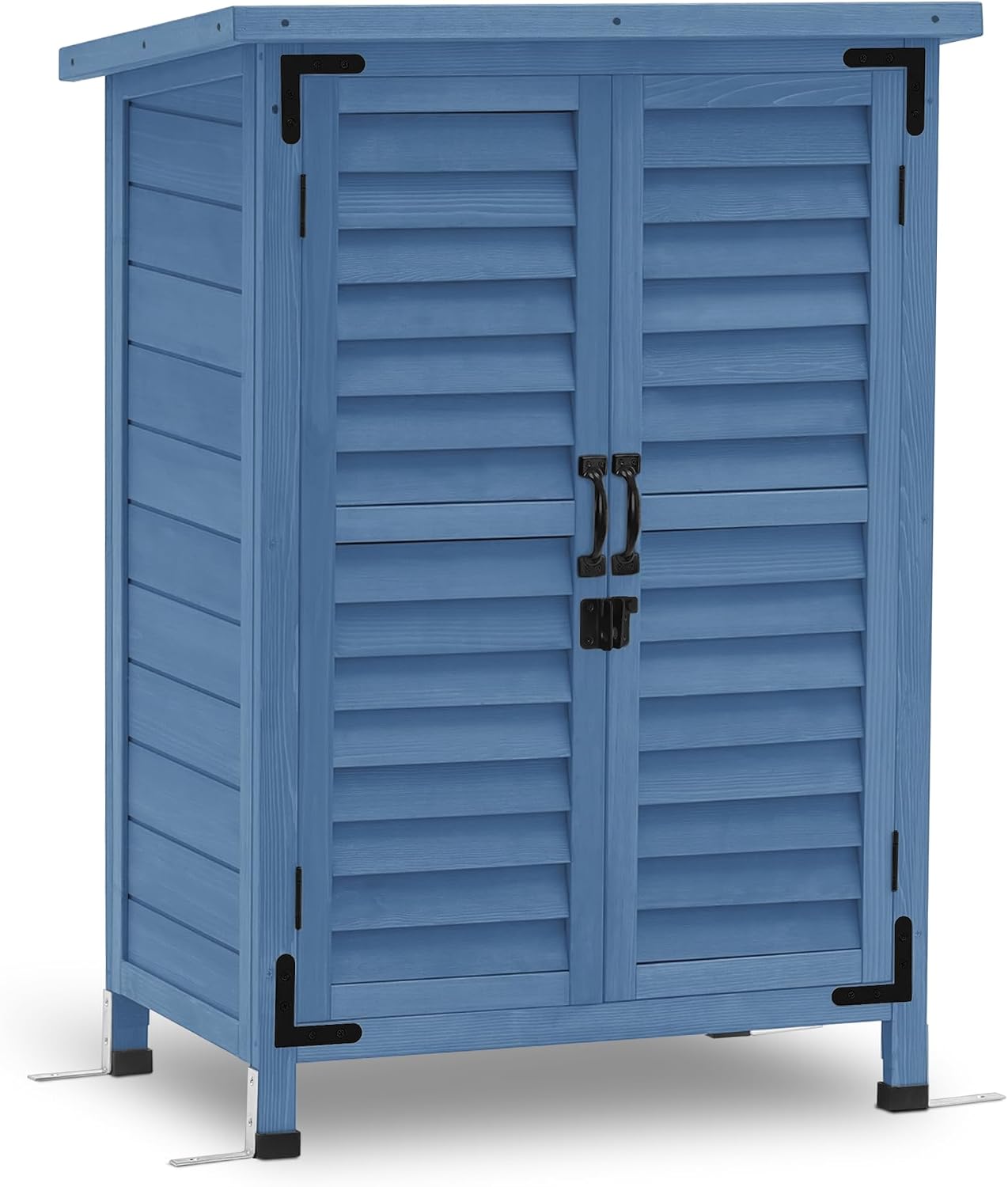 Gardening Tools Wooden - Small Wood Outdoor Storage Cabinet 24.6x18.3x38.2