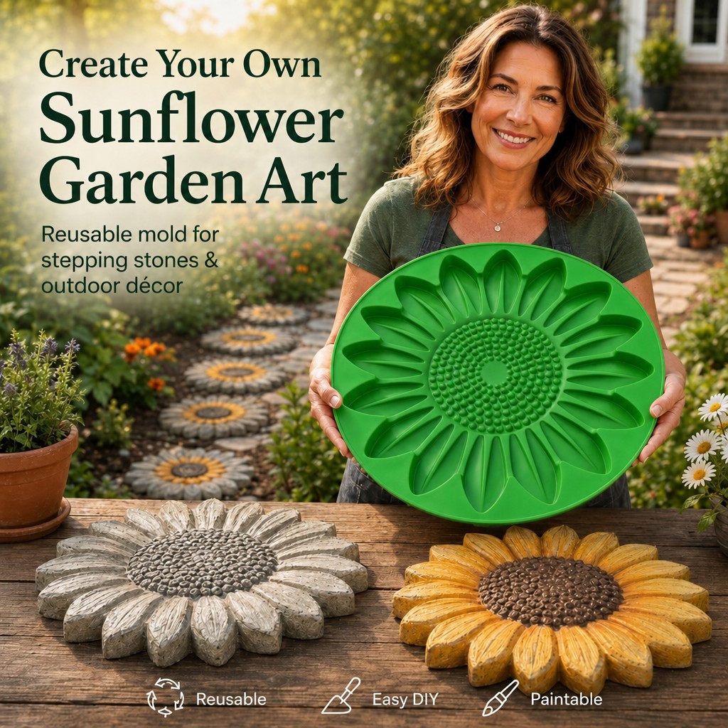Gardening Tools Bundle - Sunflower Terrace Stone Mold Set, Concrete