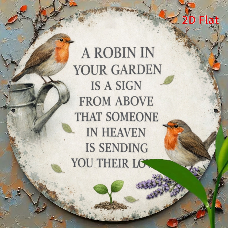 Gardening Tools Store - 2D Flat 20x20cm Robin Garden Metal