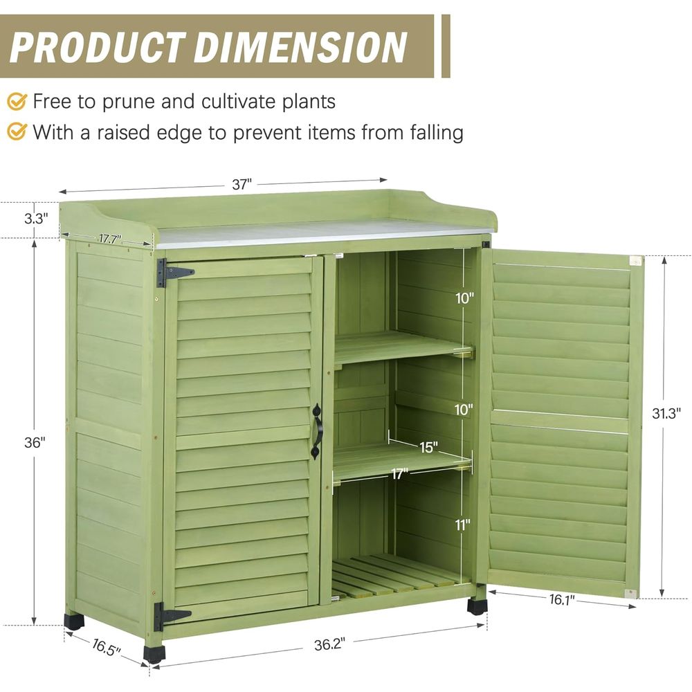 Outdoor Potting Bench with Met - Gardening Tools Wooden review and price