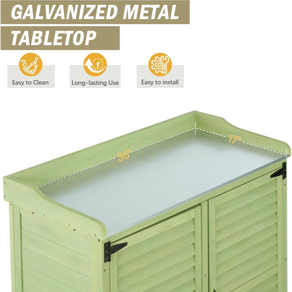 Outdoor Potting Bench with Met - Gardening Tools Wooden review and price