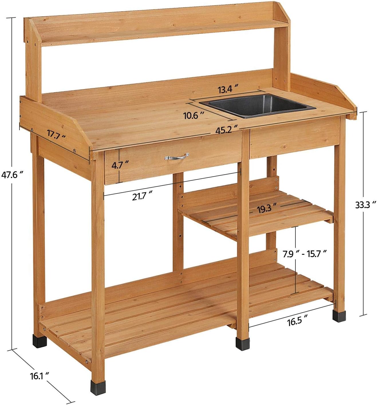 Potting Bench with Sink & Draw - Gardening Tools Wooden review and price