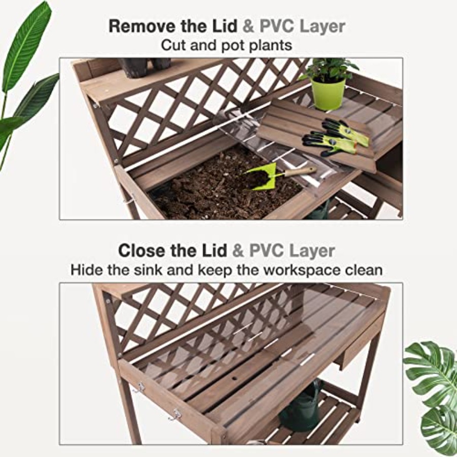 Outdoor Potting Bench For Gard - Gardening Tools Wooden review and price
