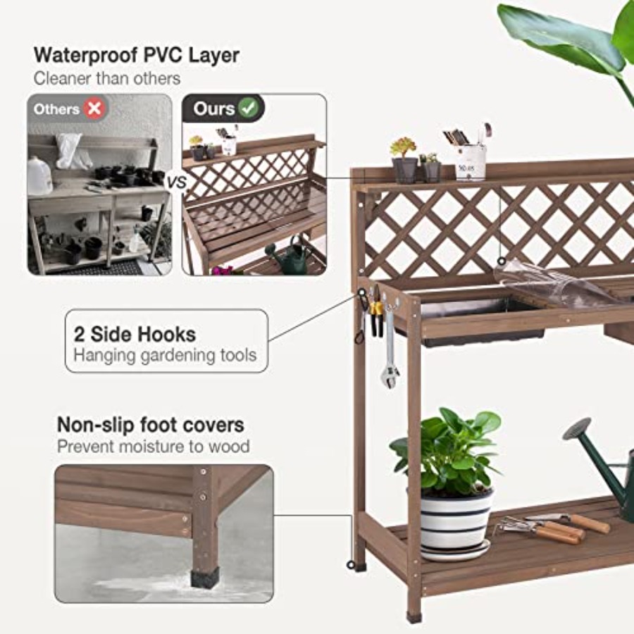 Outdoor Potting Bench For Gard - Gardening Tools Wooden review and price