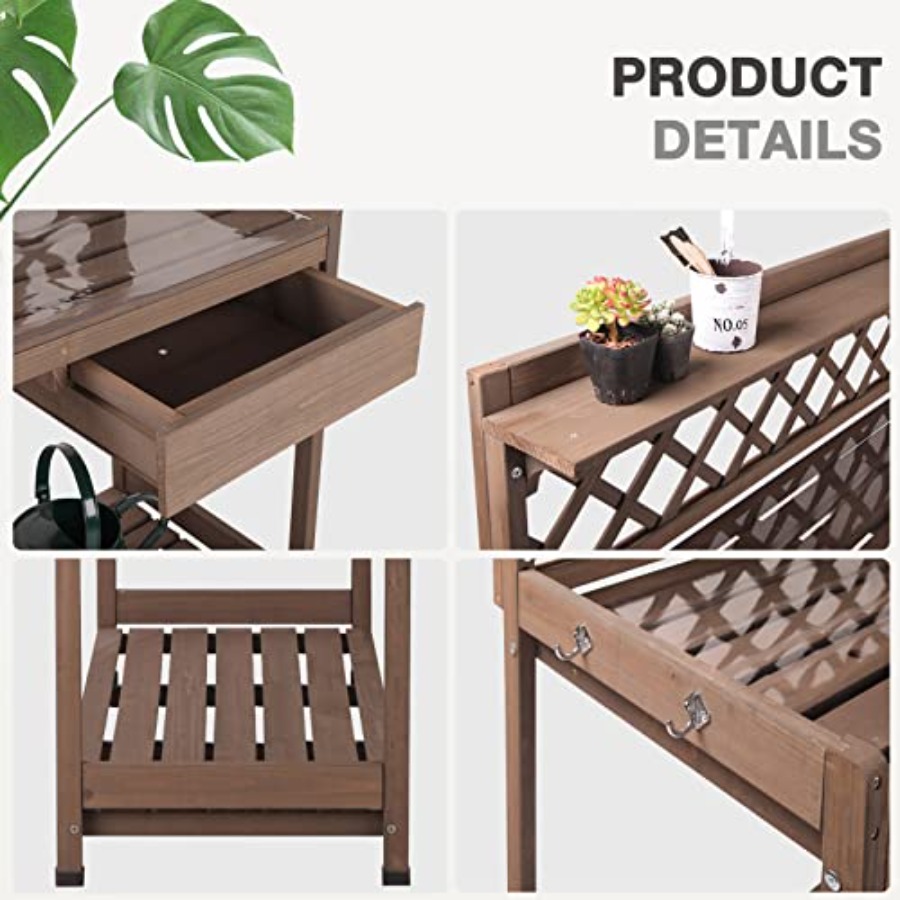 Outdoor Potting Bench For Gard - Gardening Tools Wooden review and price